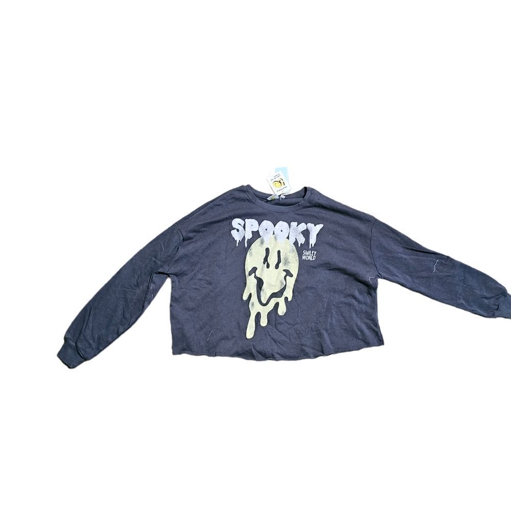 ‎Women's SMILEY WORLD Spooky Cropped Sweatshirt XXL